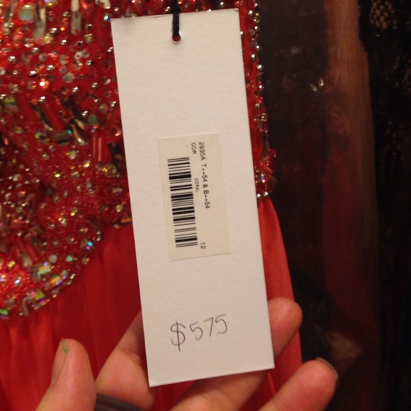 Jovani a line dress in coral - Picture 3 of 4